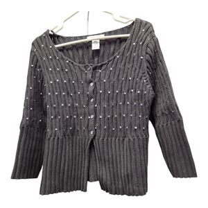 Nine West Charcoal Cardigan with Embellishments